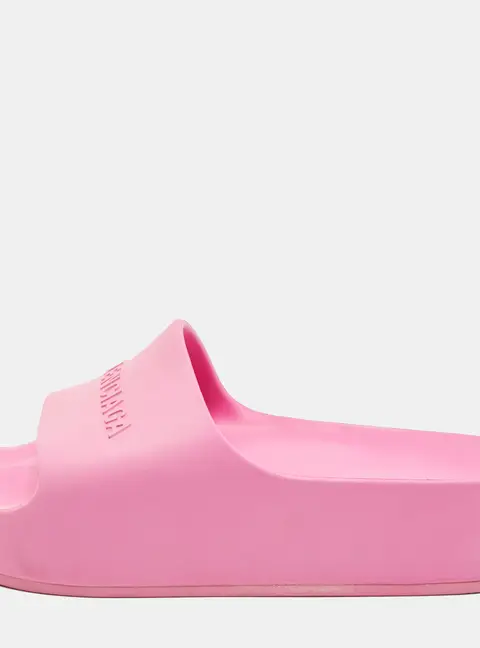Balenciaga Size 39 Pink Rubber Logo Chunky Pool Flat Slide