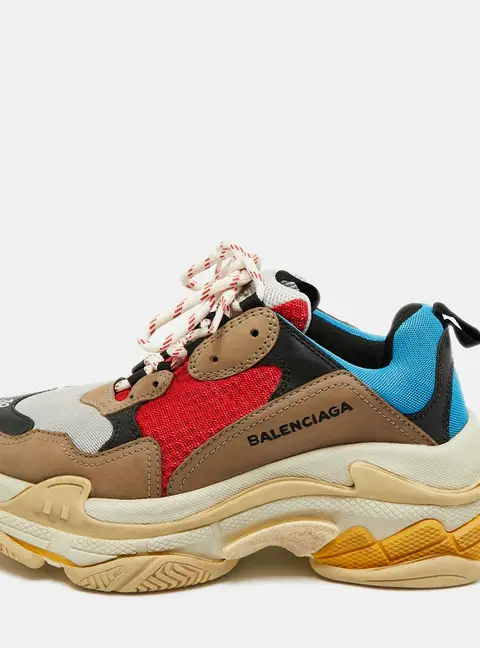 Balenciaga Triple S Size 39 Multicolor Mesh and Nubuck Leather Lace Up Sneakers