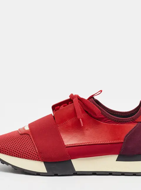 Balenciaga Race Runner Size 40 Red/Purple Leather and Mesh Low Top Sneakers