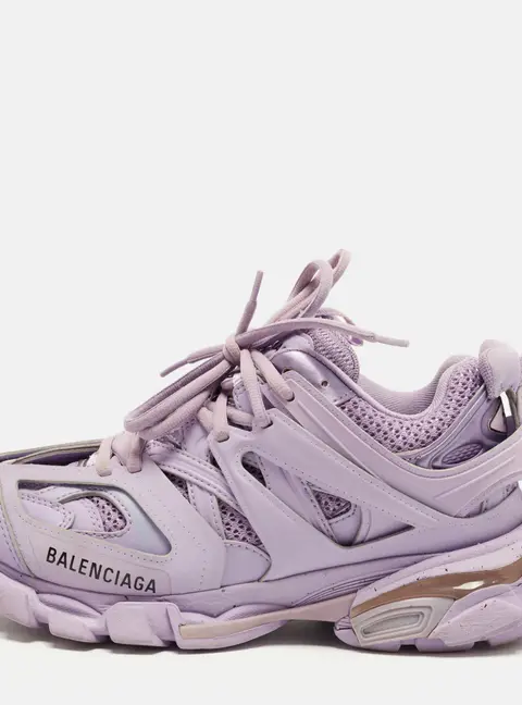 Balenciaga Track Size 37 Purple Faux Leather and Mesh Lace Up Sneakers