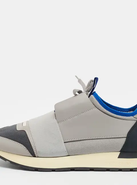 Balenciaga Race Runner Size 40 Grey/Black Knit Fabric and Leather Low Top Sneakers