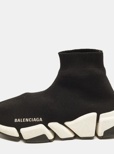 Balenciaga Speed Size 37 Black Knit Fabric High Top Sneakers