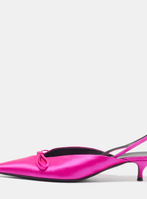 Balenciaga Knife Size 39 Fuchsia Satin Slingback Pumps