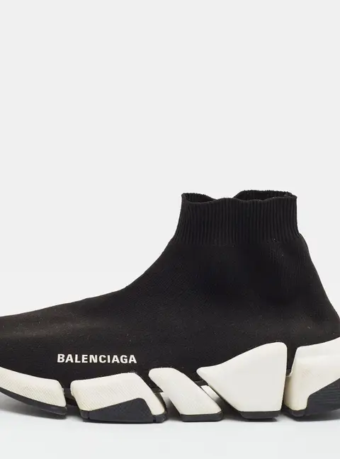 Balenciaga Speed Size 37 Black Knit Fabric High Top Sneakers