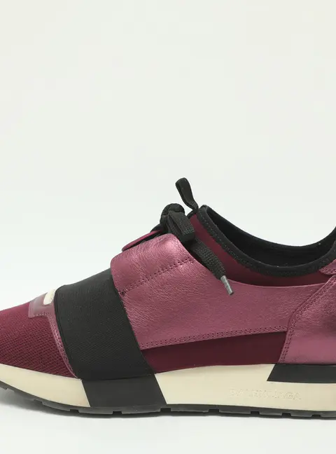 Balenciaga Race Runner Size 38 Purple Leather Low Top Sneakers
