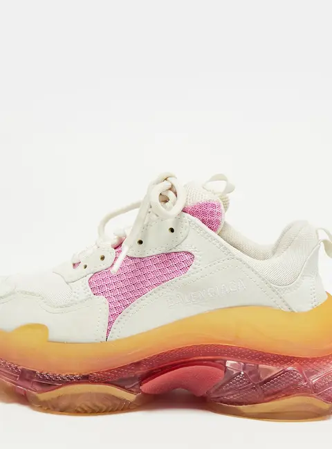 Balenciaga Triple S Clear Size 37 White/Pink Leather and Mesh Low Top Sneakers