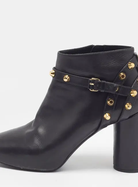 Balenciaga Size 41 Black Leather Studded  Ankle Length Boots