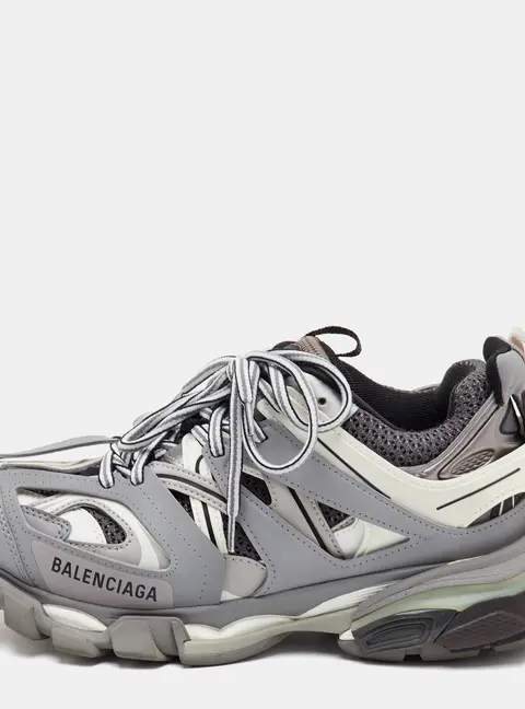 Balenciaga Track Size 39 Grey/White Faux Leather and Mesh Low Top Sneakers