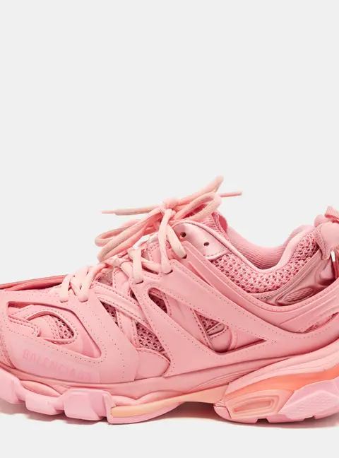 Balenciaga Track Size 38 Pink Faux Leather and Mesh Low Top Sneakers