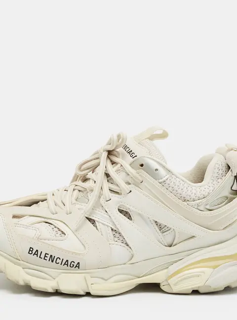 Balenciaga Track Size 37 White Faux Leather Lace Up Sneakers