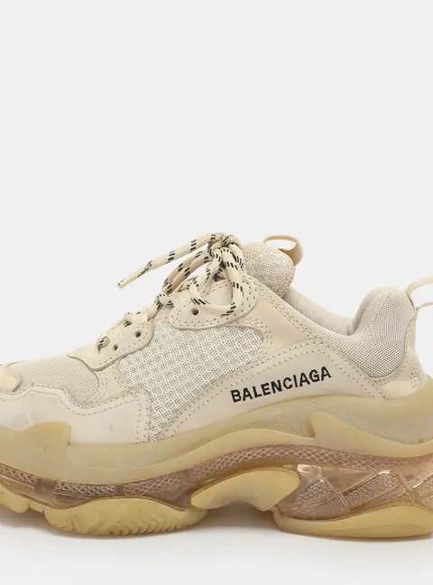 Balenciaga Triple S Clear Size 38 Beige Mesh and Nubuck Leather Low Top Sneakers
