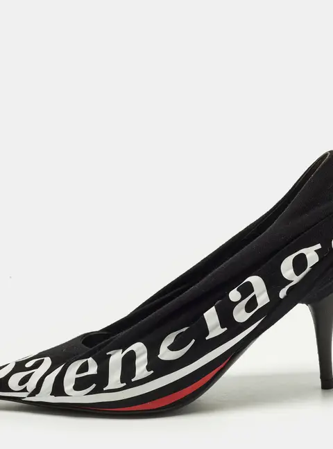 Balenciaga Knife Size 35 Black Fabric Pointed Toe Pumps