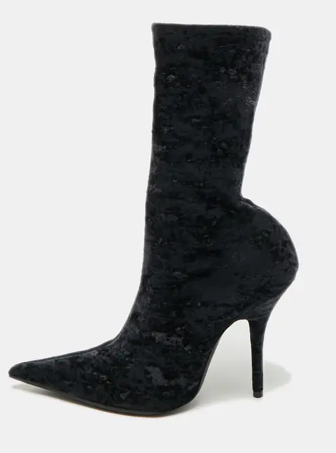 Balenciaga Knife Size 39 Navy Blue Stretch Fabric Ankle Length Boots