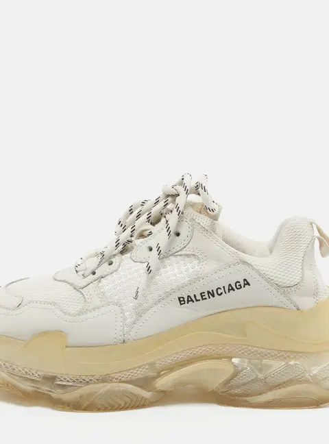 Balenciaga Triple S Clear Size 38 Two Tone Mesh and Nubuck Leather Lace Up Sneakers