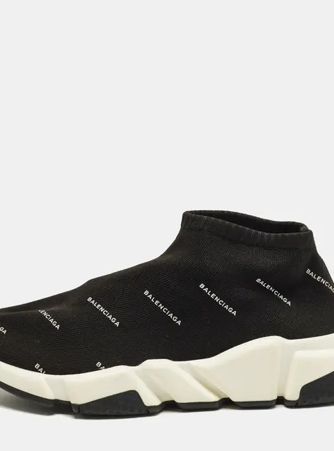 Balenciaga Speed Trainer Size 39 Black Knit Fabric Slip On Sneakers