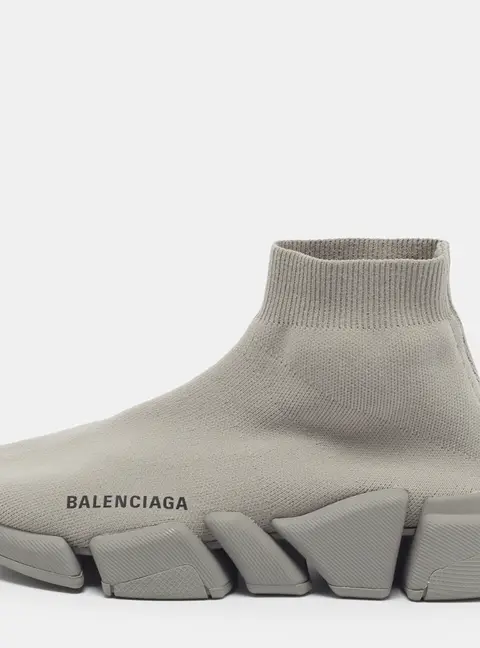 Balenciaga Speed Trainer Size 37 Grey Knit Fabric High Top Sneakers