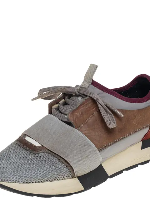Balenciaga Multicolor Mesh And Leather Race Runner Sneakers Size 40
