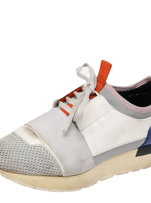 Balenciaga Race Runner Size 37 Multicolor Leather, Mesh and Patent Leather Low Top Sneakers
