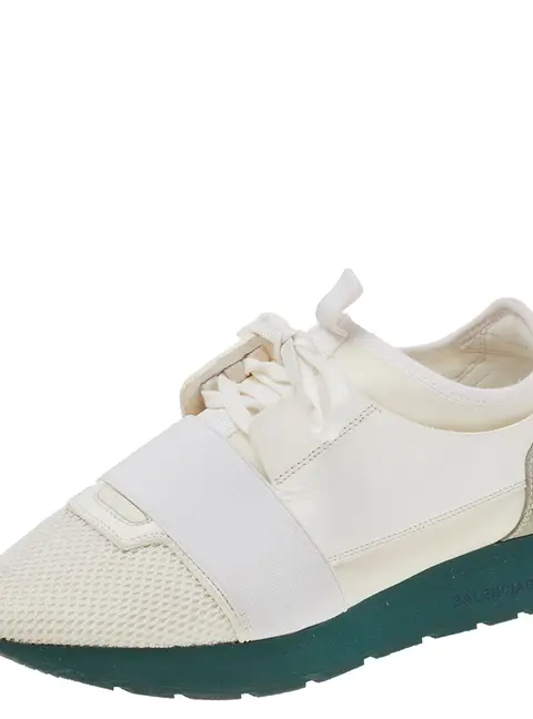 Balenciaga White Leather And Mesh Race Runner Sneakers Size 39