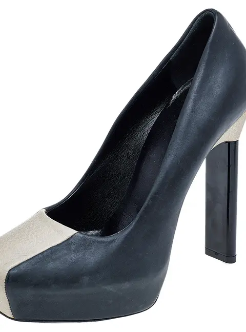 Balenciaga Black/Beige Leather Pumps Size 38.5
