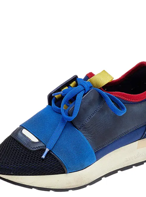 Balenciaga Multicolor Mesh And Leather Race Runner Low Top Sneakers Size 35