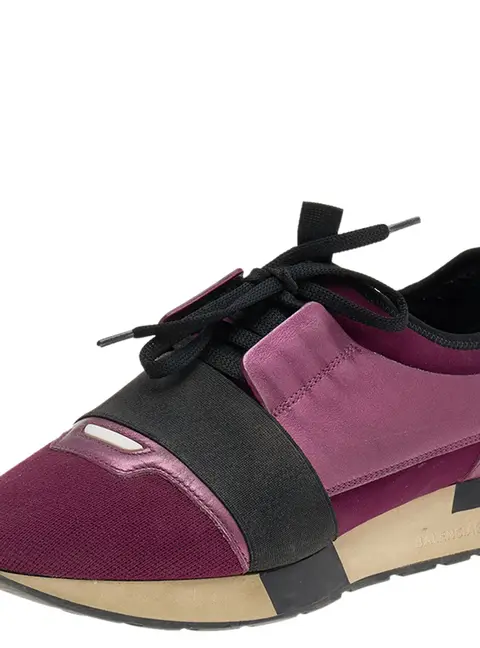 Balenciaga Race Runner Size 39 Purple Fabric, Leather and Neoprene Low Top Sneakers