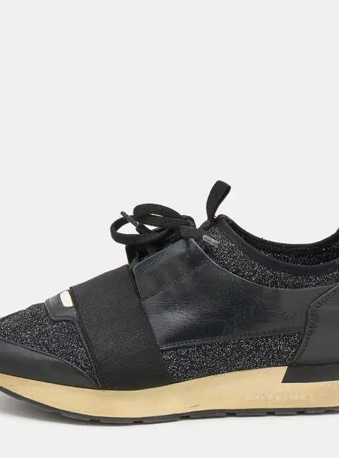 Balenciaga Race Runner Size 39 Black Fabric, Leather and Stretch Band Low Top Sneakers