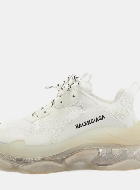 Balenciaga Triple S Size 39 White Faux Leather and Mesh Low Top Sneakers