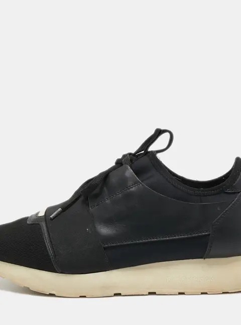 Balenciaga Race Runner Size 39 Black Knit Fabric, Leather and Neoprene Low Top Sneakers
