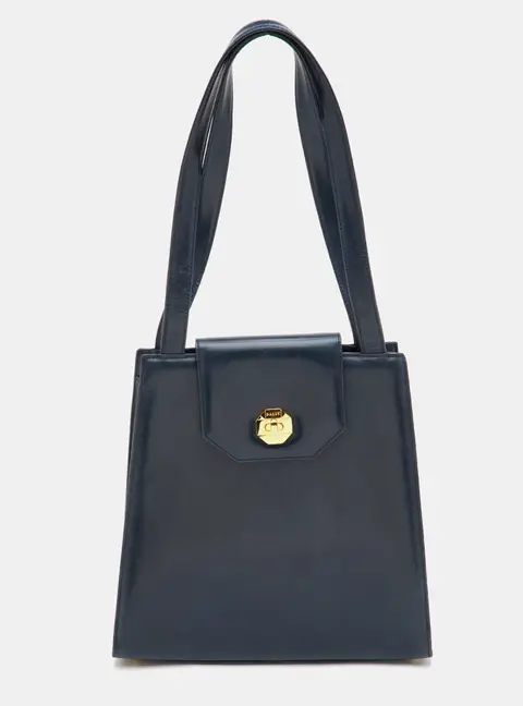 Bally Medium Navy Blue Leather Shoulder Bag