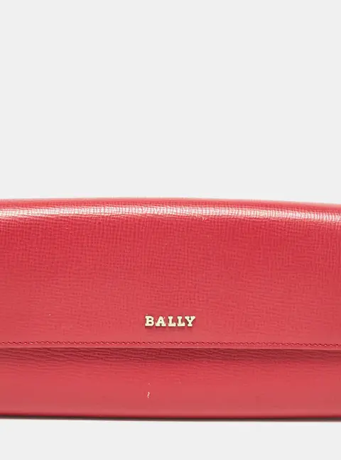 Bally Pink Leather Logo Flap Continental Wallet