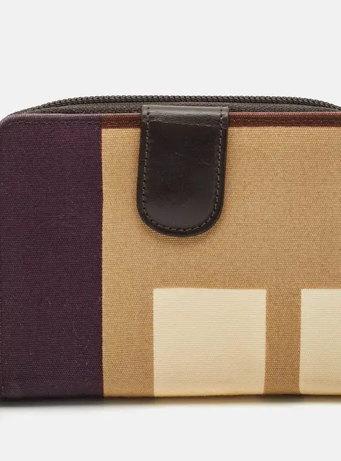 Bally Benno Colorblock Multicolor Canvas and Leather Zip Compact Wallet