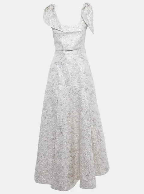 Bambah White Jacquard Camelia Top & Skirt Set S