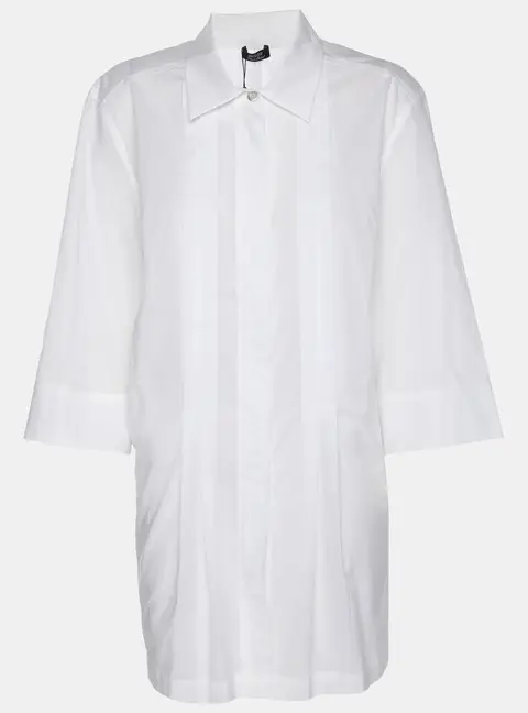 Basler White Cotton Front Zip Short Sleeve Shirt XL