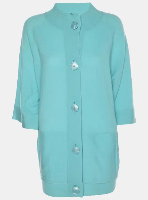 Basler Blue Knit Buttoned Sweater XXL
