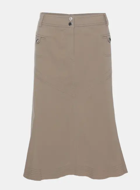 Weekend by Basler Khaki Stretch Cotton Midi Skirt XXL