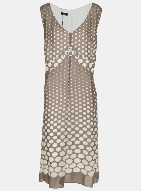 Basler Grey Polka Dot Chiffon Sleeveless Dress XXL