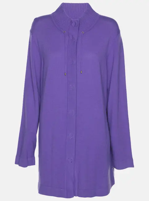 Basler Purple Wool Knit Front Button Sweater XXXL