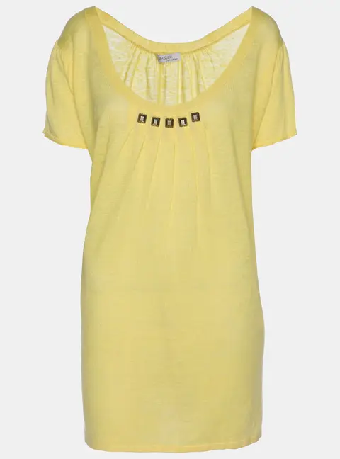 Basler Yellow Linen Knit Blend Glam Rock Strick Top XXL