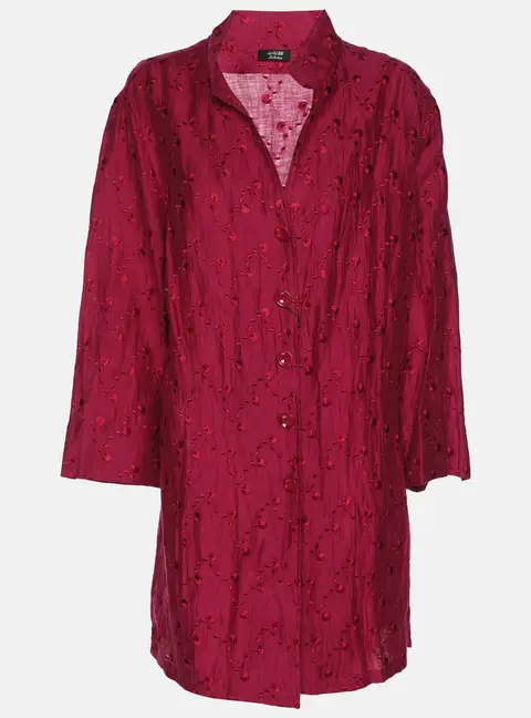 Basler Fuchsia Linen Blend Embroidered Shirt XXL