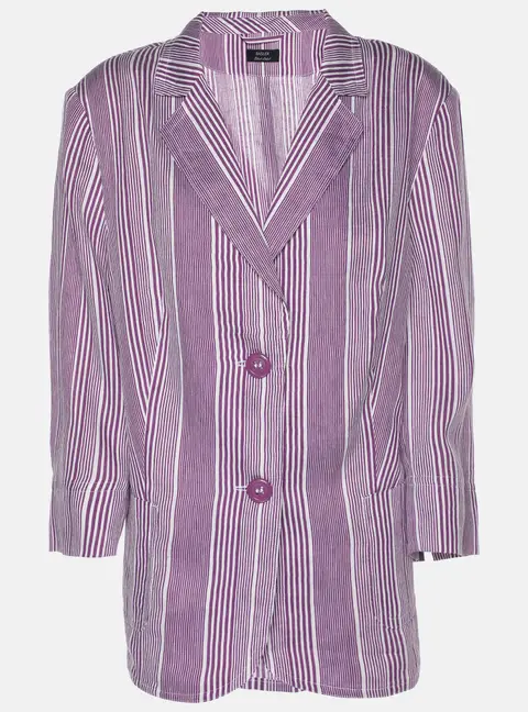 Basler Purple Stripe Linen Blend Single Breasted Blazer L