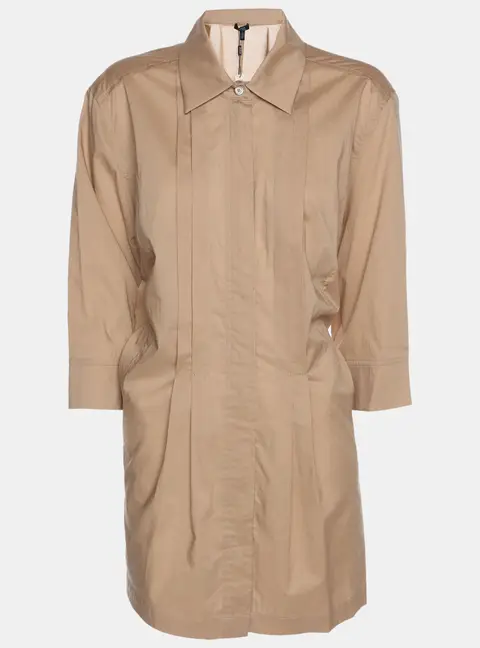 Basler Beige Satin Zip Up Long Sleeve Shirt L