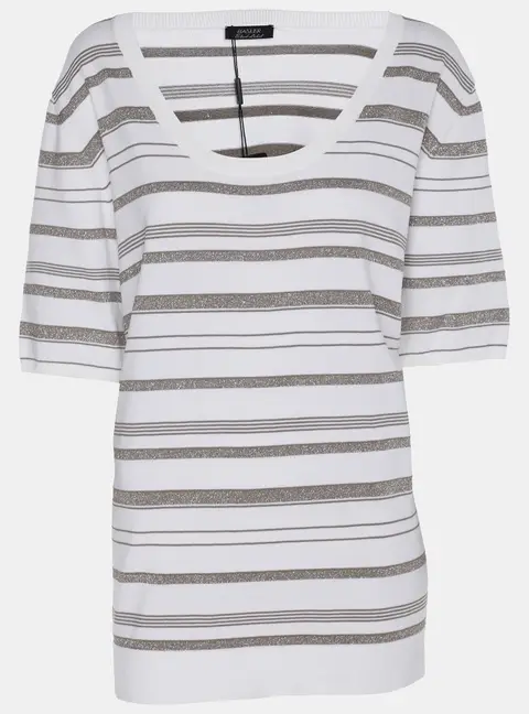 Basler White/Grey Lurex Knit T-Shirt XL