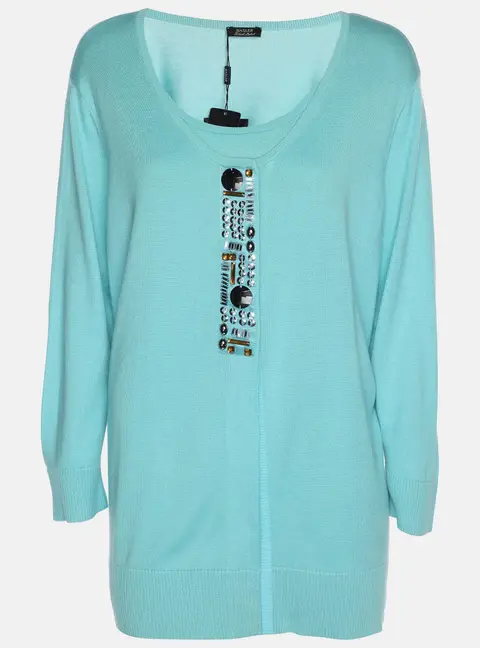 Basler Turquoise Stretch Knit Full Sleeve Shrug XL