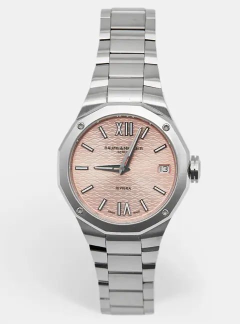 Baume & Mercier Riviera M0A10812 Pink Stainless Steel Women's Wristwatch 33 mm