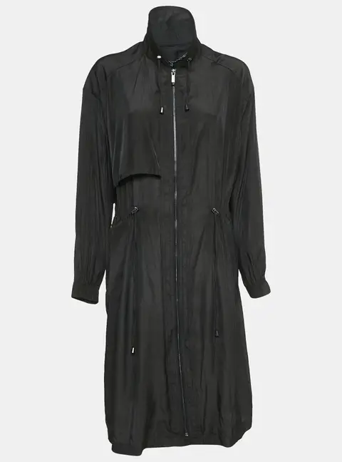BCBMAXAZRIA Black Crepe Zip-Up Midi Dress S