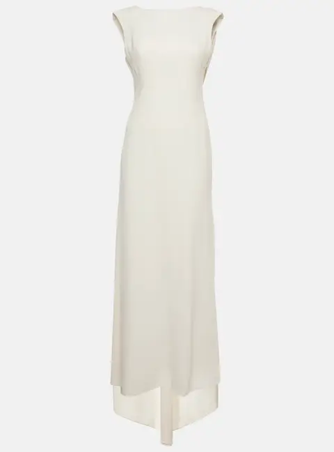 Bcbgmaxazria White Crepe Back Draped Sleeveless Gown S