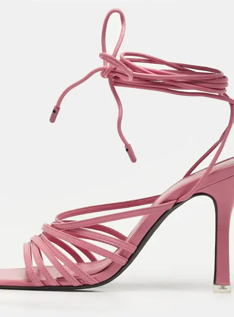 Black Suede Studio Size 40 Pink Leather Ankle Strap Sandals