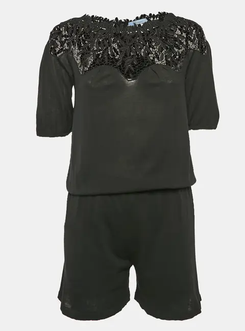 Blumarine Black Lace Trim Jersey Playsuit M