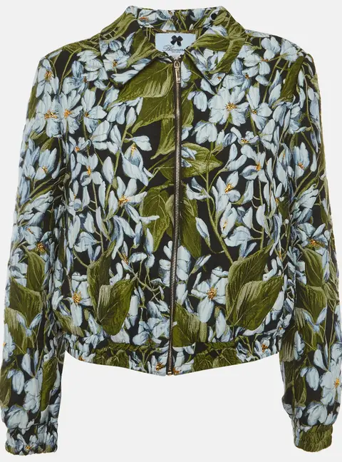 Blumarine Multicolour Floral Print Jacquard Zip-Up Bomber Jacket M